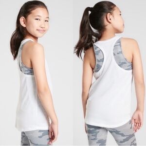 Athleta Girl XL Tie Breaker Tank Camo white gray READ
